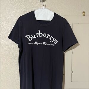 Burberry Navy Short Sleeve Tee with Logo